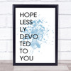 Blue Grease Hopelessly Devoted To You Song Lyric Music Wall Art Print