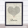 Patti Smith Gloria Script Heart Song Lyric Print