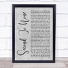 Paul Stanley Second To None Grey Rustic Script Song Lyric Print