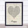 Pharrell Williams Happy Script Heart Song Lyric Print