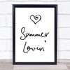 Grease Summer Lovin' Song Lyric Music Wall Art Print