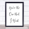 Grease You're The One That I Want Song Lyric Music Wall Art Print