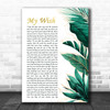 Rascal Flatts My Wish Gold Green Botanical Leaves Side Script Song Lyric Print