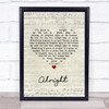 Red Carpet Alright Script Heart Song Lyric Print