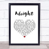 Red Carpet Alright White Heart Song Lyric Print