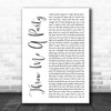 Rita Wilson Throw Me A Party White Script Song Lyric Print