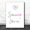 Rainbow Grease Summer Lovin' Song Lyric Music Wall Art Print