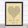 Russell Dickerson Love You Like I Used To Vintage Heart Song Lyric Print