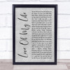 Sammy Kershaw Love Of My Life Grey Rustic Script Song Lyric Print