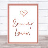 Rose Gold Grease Summer Lovin' Song Lyric Music Wall Art Print