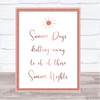 Rose Gold Grease Summer Nights Song Lyric Music Wall Art Print