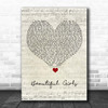 Sean Kingston Beautiful Girls Script Heart Song Lyric Print