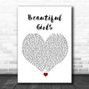 Sean Kingston Beautiful Girls White Heart Song Lyric Print