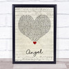 Shaggy Angel Script Heart Song Lyric Print