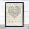 Shane Filan Beautiful In White Script Heart Song Lyric Print