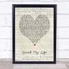 Sia Saved My Life Script Heart Song Lyric Print