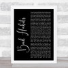 Silverstein Bad Habits Black Script Song Lyric Print