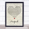 Simple Plan Perfect Script Heart Song Lyric Print