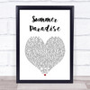 Simple Plan Summer Paradise White Heart Song Lyric Print