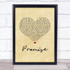 Slash Promise Vintage Heart Song Lyric Print