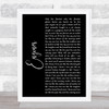 Snow Patrol Engines Black Script Song Lyric Print