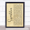 Stevie Wonder Superstition Rustic Script Song Lyric Print