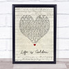 Suede Life is Golden Script Heart Song Lyric Print