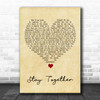 Suede Stay Together Vintage Heart Song Lyric Print