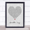 Sugababes Breathe Easy Grey Heart Song Lyric Print