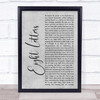 Take That Eight Letters Grey Rustic Script Song Lyric Print