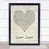 Take That Love Love Script Heart Song Lyric Print