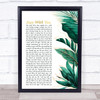 Tarrus Riley Stay With You Gold Green Botanical Leaves Side Script Song Lyric Print