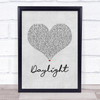 Taylor Swift Daylight Grey Heart Song Lyric Print