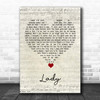 Teddy Pendergrass Lady Script Heart Song Lyric Print