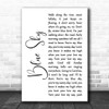 The Allman Brothers Band Blue Sky White Script Song Lyric Print