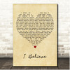 The Bachelors I Believe Vintage Heart Song Lyric Print