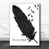 The Beatles Free As A Bird Black & White Feather & Birds Song Lyric Print