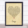 The Commodores Easy Vintage Heart Song Lyric Print