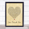 The Fray You Found Me Vintage Heart Song Lyric Print
