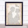 Simply Red Stars Man Lady Bride Groom Wedding Song Lyric Music Wall Art Print