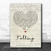 The Lumineers Falling Script Heart Song Lyric Print