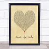 The Stone Roses Love Spreads Vintage Heart Song Lyric Print