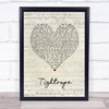 The Stone Roses Tightrope Script Heart Song Lyric Print
