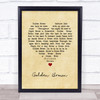 The Stranglers Golden Brown Vintage Heart Song Lyric Print