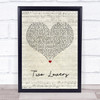 The Twang Two Lovers Script Heart Song Lyric Print