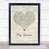 The Tymes Ms Grace Script Heart Song Lyric Print