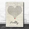 The Weeknd Pretty Script Heart Song Lyric Print