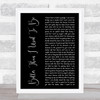 Tim McGraw Better Than I Used To Be Black Script Song Lyric Print