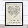 Tom Waits I Hope That I Don't Fall In Love With You Script Heart Song Lyric Print