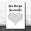 Tom Waits San Diego Serenade White Heart Song Lyric Print